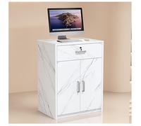 Scrivania compatta con guide silenziose, ripiano spesso 16 mm, tre ante a battente, idraulico, chiusura ammortizzata, protezione anti pizzico, ideale per uffici e spazi commerciali