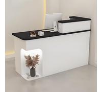 Scrivania compatta con illuminazione a LED e cassetto chiudibile a chiave, ideale per negozi al dettaglio, negozi e boutique di abbigliamento (bianco e nero, 80 cm)