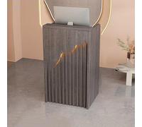 Scrivania compatta per reception con ripiani e cassetti aperti, design moderno per uffici, hotel, atrio e sale aziendali, postazione di lavoro salvaspazio per una nizzazione efficiente