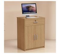 Scrivania compatta per reception, con ripiano spesso 16 mm, guide silenziose, tre sezioni, porta a battente, chiusura ammortizzata, protezione anti pizzico, ideale per uffici e spazi commerciali