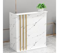 Scrivania compatta per ricevimenti con cassetti con serratura, piccolo bancone frontale per checkout e salone di bellezza, design salvaspazio, elegante finitura bianca (60 cm)