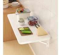 Scrivania compatta pieghevole da parete con ripiano portaoggetti, 90 x 40 cm, bianco, comodino salvaspazio con 2 supporti, ideale per casa, ufficio e piccoli spazi