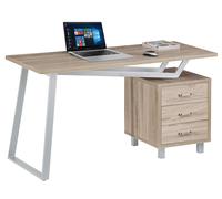 Scrivania computer 1400x600 mm 3 cassetti MDF bianco/quercia Techly ICA-TB 3533O