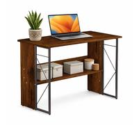 Techly Scrivania PC ICA-TB-3524C - Salvaspazio stile industriale acciaio e legno marrone