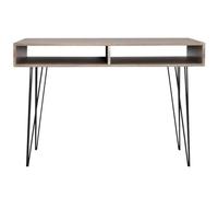 Scrivania con 2 scomparti Grigio MDF e Metallo | Piano del tavolo spazioso, due tasche portaoggetti, parte superiore in MDF, gambe in metallo, design compatto, uso versatile