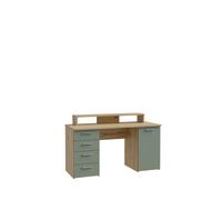 Scrivania con 4 cassetti e 1 anta battente FEENA in laminato, LAP 145x76,3x60 cm