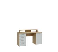 Scrivania con 4 cassetti e 1 anta battente FEENA in laminato, LAP 145x76,3x60 cm