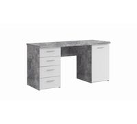 Scrivania con 4 cassetti e 1 anta battente FEENA in laminato, LAP 145x76,3x60 cm