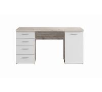 Scrivania con 4 cassetti e 1 anta battente FEENA in laminato, LAP 145x76,3x60 cm