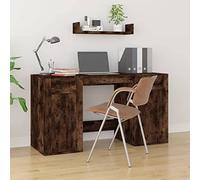 Scrivania con Armadietto Rovere Fumo in Legno Multistrato - Elegant Office Desk with Storage Cabinet, Spacious Workstation for Home Office or Study Room, Durable Multilayer Surface, 100x49x75 cm