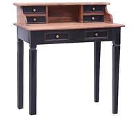 Scrivania con Cassetti 90x50x101 cm in Legno Massello di Mogano - Elegante Rustica con 6 Cassetti, per Ufficio e Casa, Scrivania in Legno Massello Durevole e Facile da Montare