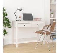 Scrivania con Cassetti Bianca 100x50x78 cm Legno Massello Pino - Modern Office Desk with 2 Drawers, Sturdy Pine Wood Computer Desk for Home Office, Study & Workstation, Easy Rustic White Design
