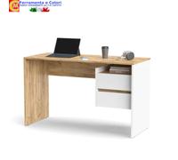 Scrivania Con Cassetti Da Ufficio Per Pc Camera Studio 125x51x75 Bianco Rovere
