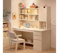 Scrivania Con Cassetti，Moderna In Legno Per Casa E Ufficio Scrivania Da Studio Con Credenza E Libreria Per PC Per Lavorare E Studiare (Size:120x45x165cm,Color:Bianco)