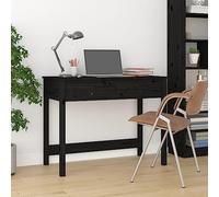 Scrivania con Cassetti Nera 100x50x78 cm Legno Massello di Pino - da Ufficio Moderna con 2 Cassetti, Scrivania per Computer Robusta e Spaziosa per Casa Ufficio, Design Elegante e Funzionale