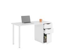 Scrivania Con Libreria Reversibile Salvaspazio Barlow Scrittoio Scaffali Laterali Mobile Desk Postazione Pc Da Studio Ufficio Soggiorno Sala da Pranzo 120 x 144 x 53 cm Colore Bianco