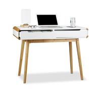 Scrivania tavolo lavoro laptop ufficio 2 cassetti bianca scrittoio legno