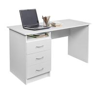 BAKAJI Scrivania con Cassettiera 3 Cassetti + Ripiano Aperto Tavolo da Lavoro Porta Pc Computer in Legno MDF Arredamento Casa Ufficio Cameretta Design Moderno Dimensione 120 x 51 x 72 cm (Bianco)