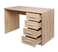 Scrivania con Cassettiera 4 Cassetti Tavolo Porta Pc Computer Legno Quercia