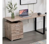 BAKAJI Scrivania con Cassettiera 3 Cassetti Tavolo da Lavoro Porta Pc Computer in Legno con Struttura in Acciaio Design Moderno 120 x 50 x 75 cm Arredamento Casa Ufficio Cameretta (Quercia)