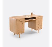 Scrivania con contenitori laterali impiallacciata in rovere, Miji Beige TU