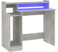 vidaXL Scrivania con Luci LED Grigio Cemento 97x45x90cm in Multistrato