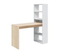 SCRIVANIA CON LIBRERIA 120X53XH 144CM BIANCO ROVERE TAVOLO CON SCAFFALI STUDIO