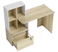 Scrivania con Libreria 126x50x109 cm Cassetto A4 Serratura e 2 Chiavi Bianco e