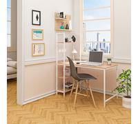 Scrivania con Libreria da Ufficio in Kit Moderna Rovere Bianca cm 120x48x110h