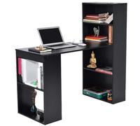 BAKAJI Scrivania con Doppia Libreria 2 + 4 Scomparti Tavolo da Lavoro Porta Pc Computer in Legno Melaminico Arredamento Casa Ufficio Cameretta Dimensioni 120 x 55 x 120 cm (Nero)