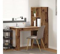 Scrivania con mensola, effetto legno antico, 122 x 67 x 145 cm, materiale in legno, computer desk per casa, ufficio, giochi, scrittura, design moderno, molto spazio