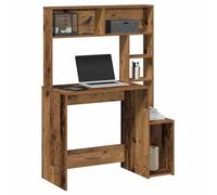 Scrivania con Mensole in Legno Vecchio 100x45x140 cm, Scrivania per Computer con Ripiani, Ampia Area di Lavoro, Design Moderno per Studio e Camera da Letto, Materiale Truciolato Resistente