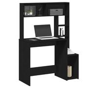 Scrivania con Mensole Nera 100x45x140 cm in Legno Multistrato - per PC con Ripiani, Scrivania da Studio Moderna per Camera da Letto e Ufficio, Ampia Area di Lavoro, Design Compatto e Funzionale