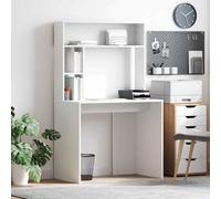 Scrivania con ripiano, colore bianco, 91 x 50 x 149 cm, in legno, moderno computer e ufficio, con spazio per lo studio