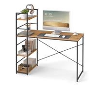 Scrivania con ripiano Scrivania per computer con spazio di archiviazione Scrivania per ufficio Scrivania da lavoro con libreria | 120x44x76 cm (LxPxH) | rovere con struttura in metallo nero