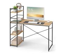 Scrivania con ripiano Scrivania per computer con spazio di archiviazione Scrivania per ufficio Scrivania da lavoro con libreria | 120x44x76 cm (LxPxH) | Sonoma con struttura in metallo nero
