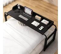 Scrivania con Rotelle，Tavolino da Letto e Divano Ruote con Lunghezza 115-210cm e Altezza 65-95cm Regolabili Tavolino per Computer Portatile Mobile da Tavolo Infermieristico a Croce(Color:Nero)