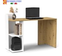 Scrivania Con Scaffali Da Ufficio Per Pc Camera Studio 120x51x87 Bianco Rovere