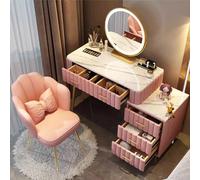 Scrivania con specchio e luci a LED, set da trucco con sedia, design a 5 cassetti per camera da letto e soggiorno, ideale per l'applicazione del trucco