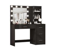 Scrivania con Specchio e Luci LED 3 Tonalità Naturale, Calda, Fredda per Make-Up e Organizzazione