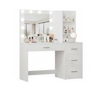 Scrivania con Specchio e Luci LED per Make-Up e Organizzazione