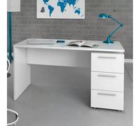 Scrivania con Tre Cassetti Terrasa Scrittoio Mobile per Computer Desk da Ufficio Soggiorno Sala da Pranzo 138 x 74 x 60 cm Colore Bianco