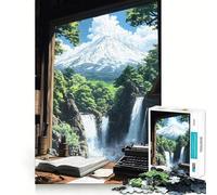 Scrivania con vista sulle montagne e paesaggio giapponese Puzzle da 1000 pezzi per ragazzi Migliora la memoria Design antistress Assemblaggio Regalo speciale (50x75cm)