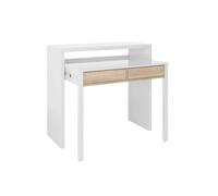 Scrivania Consolle Estraibile Salvaspazio 98x36x87 Cm Bianco E Rovere