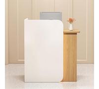 Scrivania curva per la privacy, con cassetti bloccabili e striscia luminosa a LED, compatta, 100 x 45 x 100 cm, per saloni, uffici e boutique, mobili eleganti e funzionali per ricevimenti