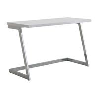 Scrivania da 120 x 55 x 76 cm, colore bianco/argento lucido, con gambe in metallo, design scrivania per computer, tavolo da ufficio, consolle moderno