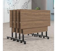 Scrivania da conferenza pieghevole da 154,9 cm, resistente, con ruote di bloccaggio, salvaspazio, portatile, per ufficio, classe, riunioni ed eventi