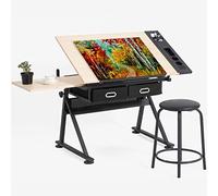 Scrivania da disegno regolabile in altezza, tavolo inclinabile con contenitore, scrivania artistica in acero per casa, ufficio e disegno, design versatile per artisti e artigiani