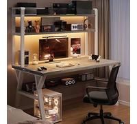 Scrivania da Gioco con libreria, scrivania per Computer, postazione di Lavoro con Base in Metallo per Camera da Letto, Ufficio, Studio, Senza sedie (Grigio, 78 cm di Lunghezza x 50 cm di Larghezza, 1