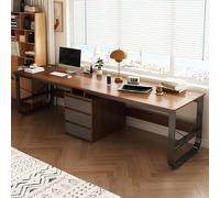 Scrivania da gioco doppia, grande postazione di lavoro per due persone con cassetti portaoggetti in legno, tavolo da scrittura e studio per casa e ufficio, lunga scrivania collaborativa per giochi e